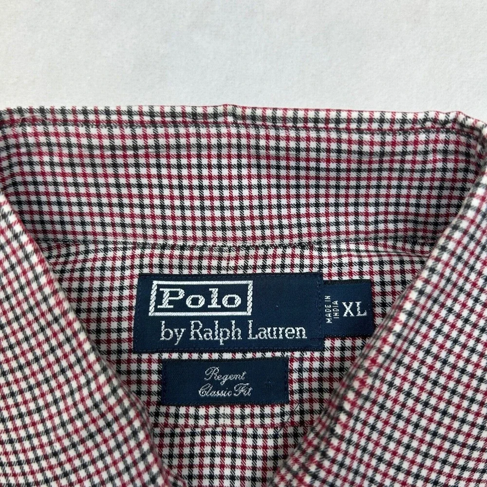Polo Ralph Lauren Regent‎ Shirt Mens XL Red Check Classic Fit Button Down
